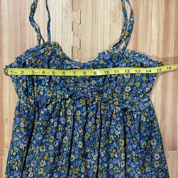 Lily Rose Sweetheart Blue Floral Skater Dress Women's Size Medium - Picture 5 of 8